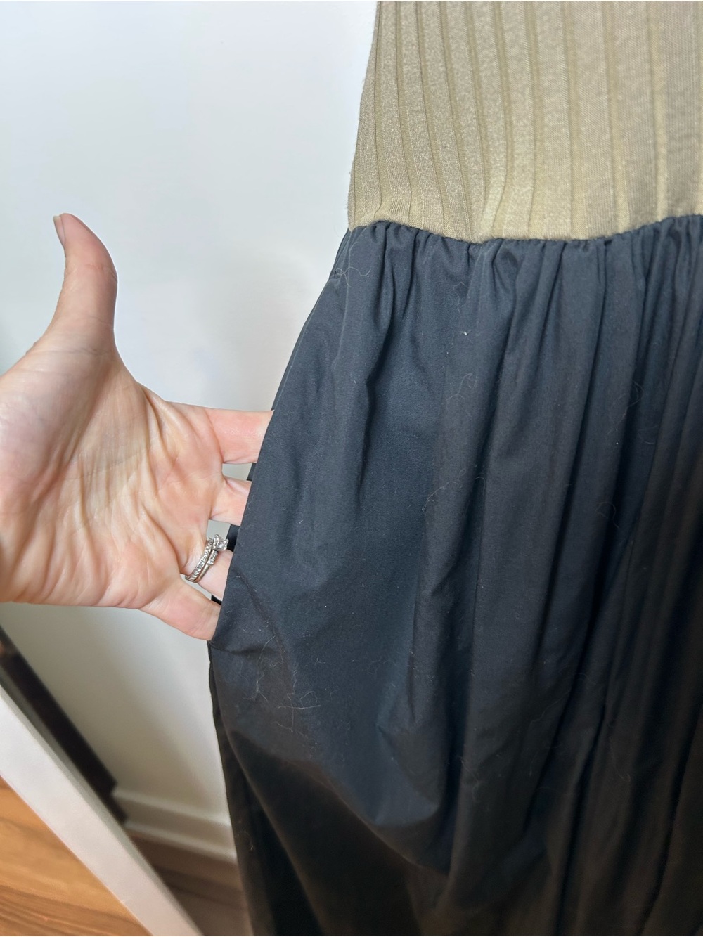 Banana Republic Black & Khaki Ribbed Tank Maxi Dress Size XLT xl tall drop waist - Picture 6 of 11